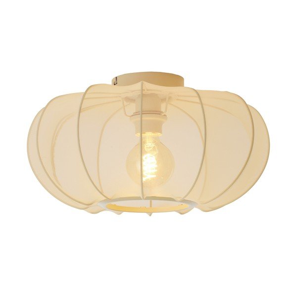 Kremowa lampa sufitowa z tekstylnym kloszem ø 40 cm Plumalia – Light & Living-image-1