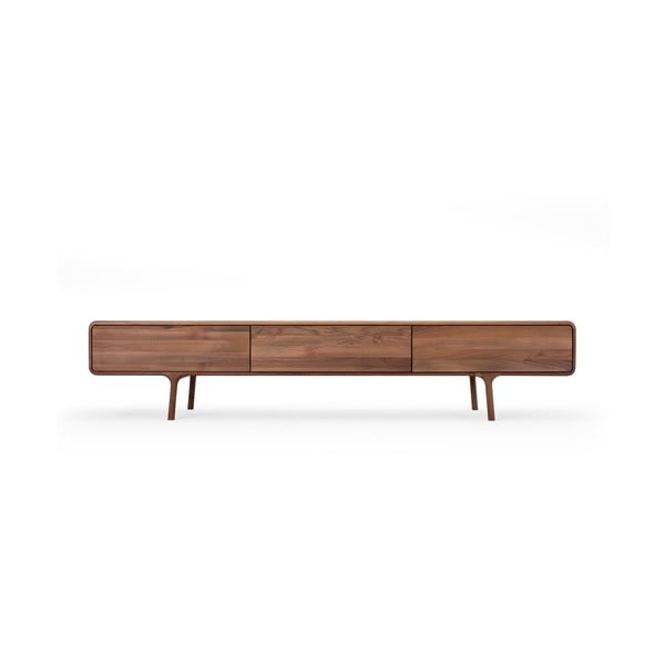 Brązowa szafka pod TV z litego drewna dębowego 220x45x45 cm Fawn – Gazzda