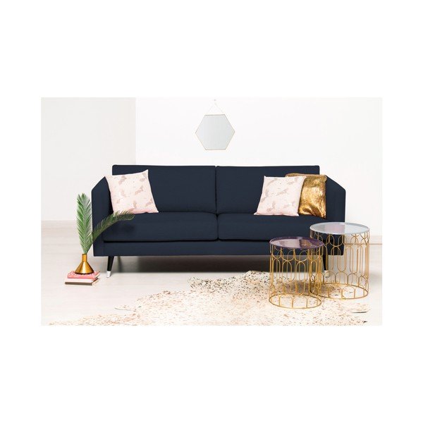 Granatowa sofa 3-osobowa z nogami w kolorze srebra Vivonita Meyer-image-2