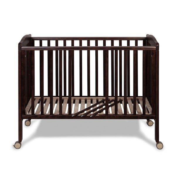 Ciemnobrązowe łóżeczko dziecięce na kółkach z regulowanym bokiem YappyKis Qu, 120x60 cm-image-2