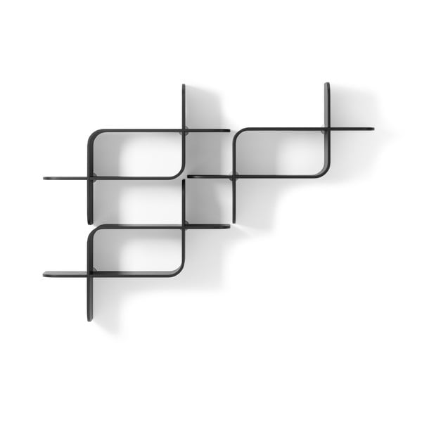 Czarna wielopoziomowa półka z litego drewna kauczukowego 62 cm Montage – Umbra-image-4