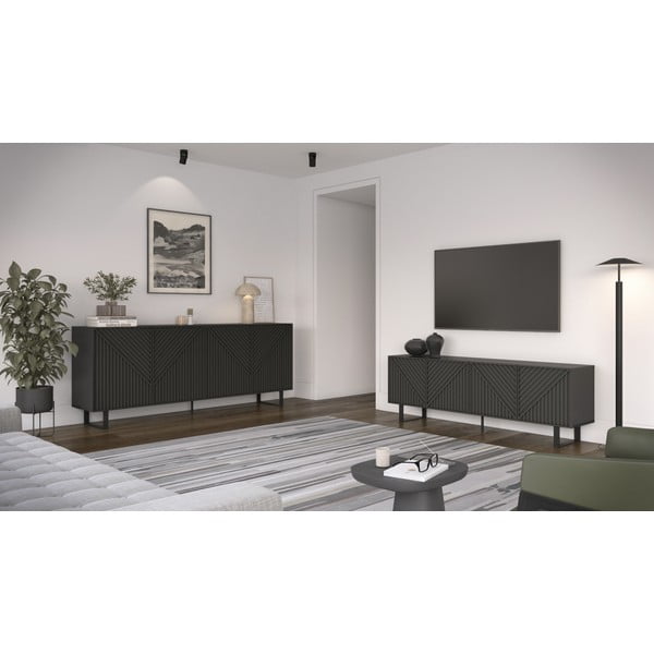 Czarna szafka pod TV 161x55x35 cm Peta – Marckeric-image-1