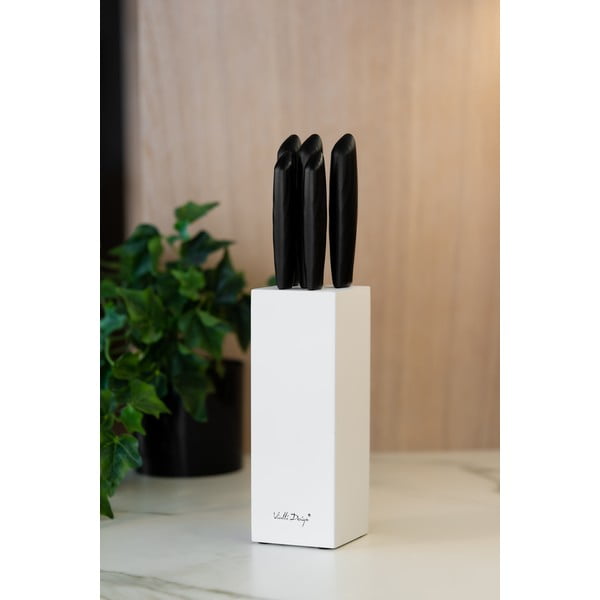 Zestaw 5 noży w białym stojaku Vialli Design Caro-image-1