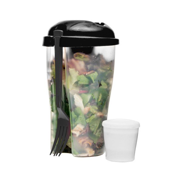 Czarny kubek na sałatkę z widelczykiem Sagaform To Go, 0,8 l-image-1
