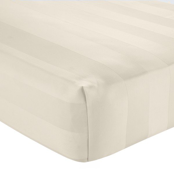 Kremowe satynowe prześcieradło z gumką 185x200 cm So Soft Satin Stripe – Catherine Lansfield