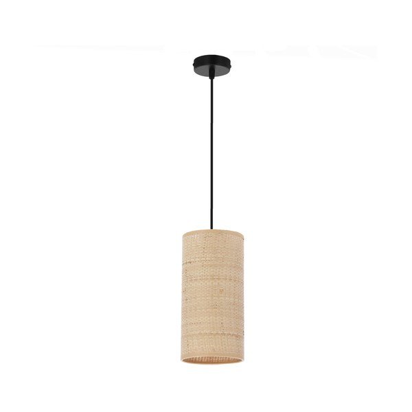 Beżowa lampa wisząca z rattanowym kloszem ø 12 cm Fleri – Candellux Lighting