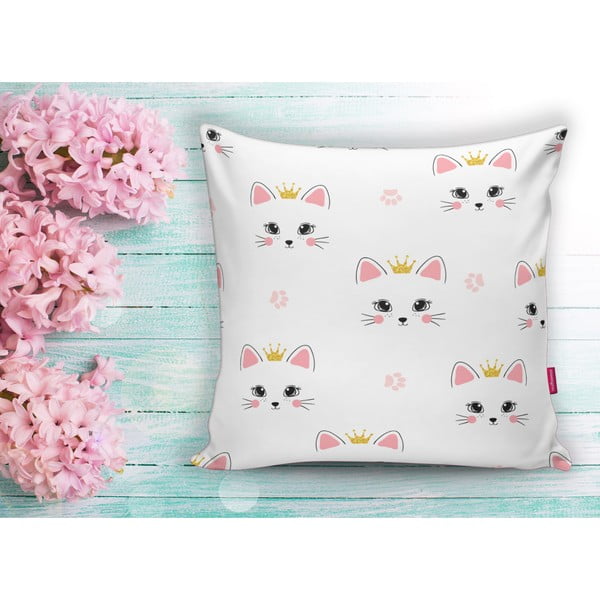 Dziecięca poszewka na poduszkę 43x43 cm White Pink Cat – Mila Home-image-1