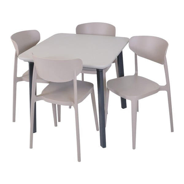 Jasnobrązowe plastikowe krzesło ogrodowe Mare – Rojaplast-image-4