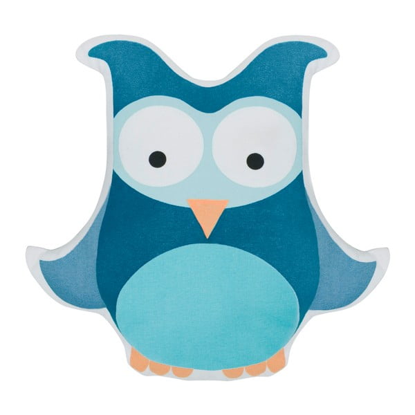 Niebieska poduszka dla dzieci z nadrukiem Sebra Owl Large