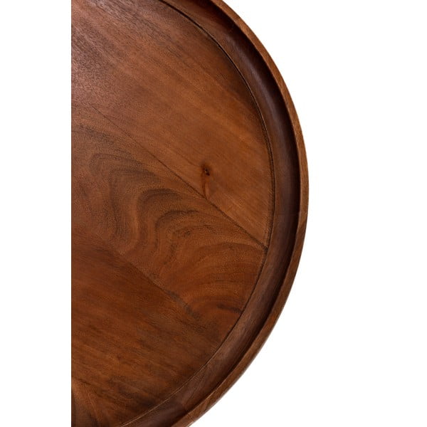 Ciemnobrązowy okrągły stolik z litego drewna mango 80x80 cm Giselle – MOME-image-1