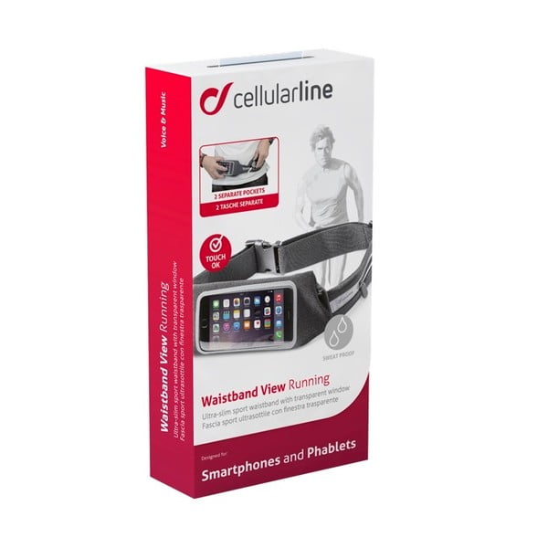 Pas do biegania CellularLine WAISTBAND RUNNING z szybką, czarny-image-1