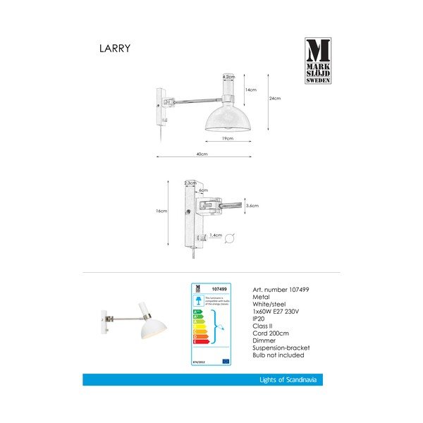 Biały kinkiet Markslöjd Larry-image-3