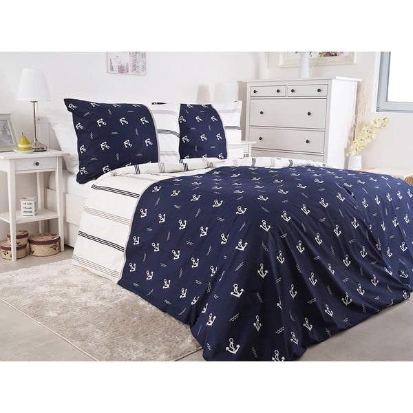 Ciemnoniebieska krepowa pościel jednoosobowa 140x200 cm Exclusive – B.E.S.-image-1