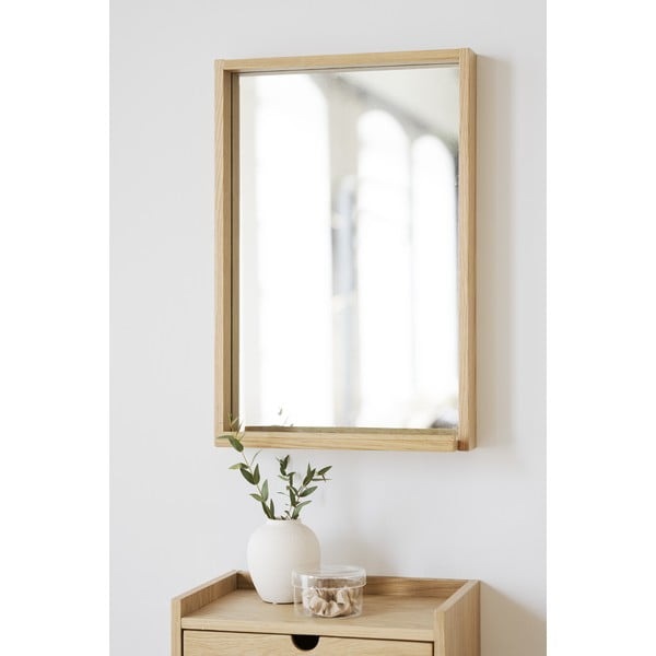 Naturalna szafka nocna z litego drewna dębowego wisząca/z półką Hillmond – Rowico-image-4