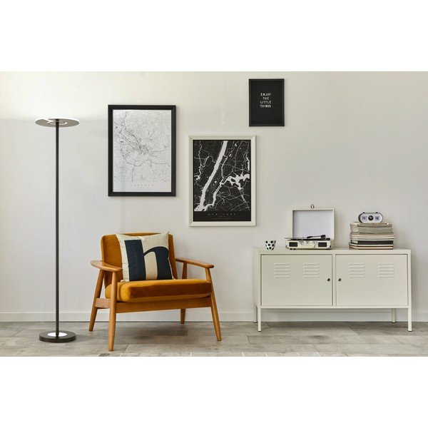 Czarna lampa stojąca LED ze ściemniaczem i szklanym kloszem (wysokość 180 cm) Dent – Fischer & Honsel-image-1