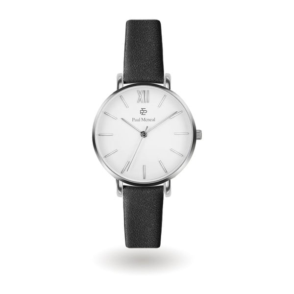 Damski zegarek z czarnym skórzanym Paul McNeal Timeless
