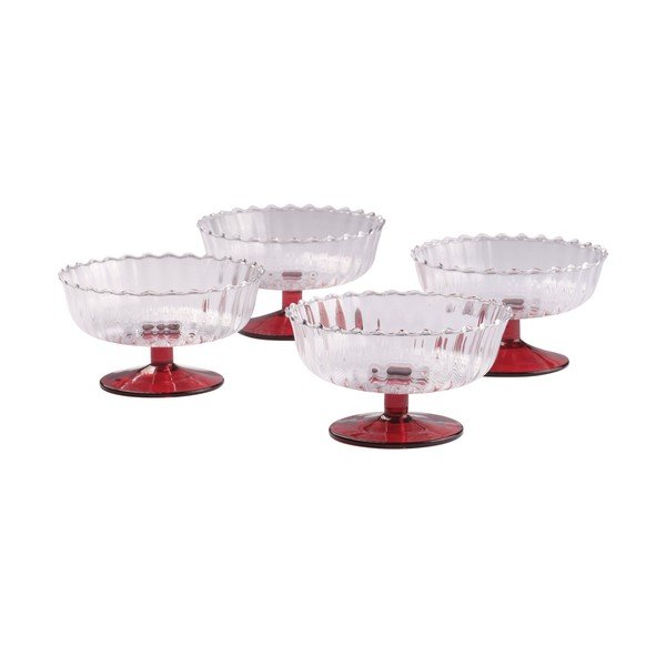 Czerwone szklane miski zestaw 4 szt. do lodów 230 ml Flora – Jotex