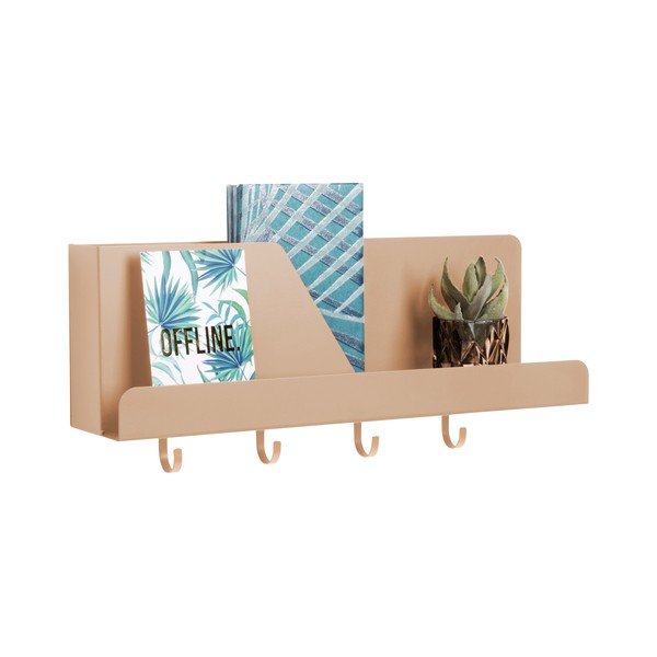 Piaskowobrązowy metalowy organizer ścienny z haczykami Leitmotiv Perky, dł. 46 cm-image-3