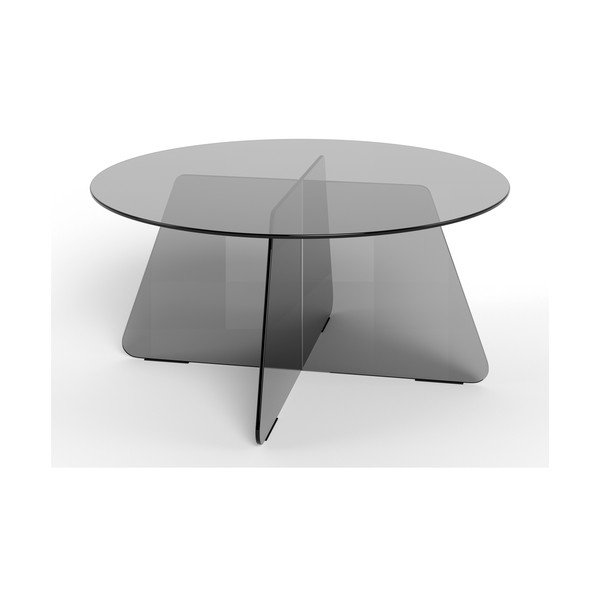 Szary szklany okrągły stolik ø 80 cm Samos – Actona