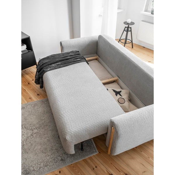 Jasnoszara rozkładana/ze schowkiem sofa z materiału bouclé 244 cm Arcadova – ELTAP-image-4