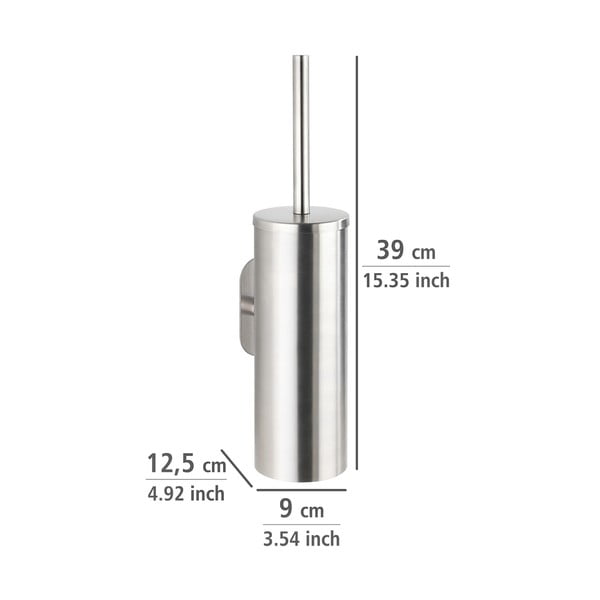 Samoprzylepna szczotka do WC ze stali nierdzewnej w kolorze matowego srebra Orea – Wenko-image-2