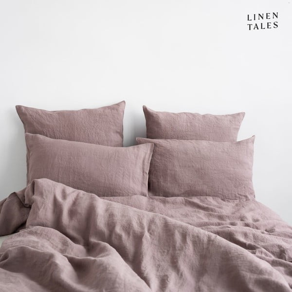 Różowa lniana pościel dwuosobowa 200x220 cm – Linen Tales-image-1