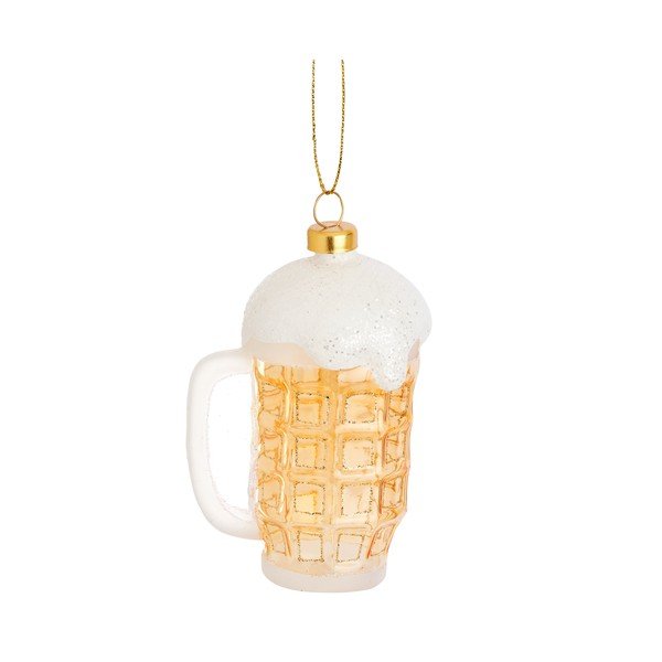 Szklana ozdoba świąteczna wykonana ręcznie 9,5 cm Frothy Beer – Sass & Belle