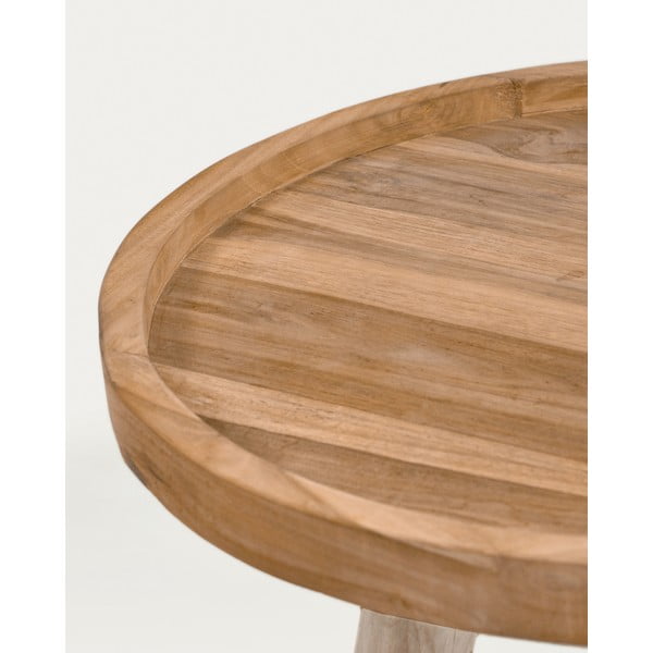Okrągły stolik z litego drewna tekowego w naturalnym kolorze ø 55 cm Glenda – Kave Home-image-2
