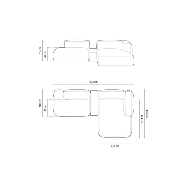 Ciemnoniebieski narożnik modułowy (prawostronny) Martina – Micadoni Home-image-4