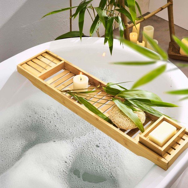 Bambusowa półka na wannę 70 cm Hanoi – douceur d'intérieur-image-1