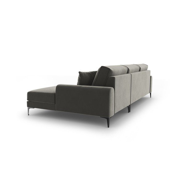 Jasnoszary aksamitny narożnik Mazzini Sofas Madara, prawostronny-image-3