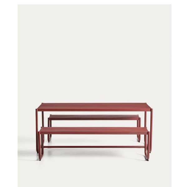 Bordowy metalowy zestaw mebli ogrodowych dla 4 osób Sotil – Kave Home-image-4