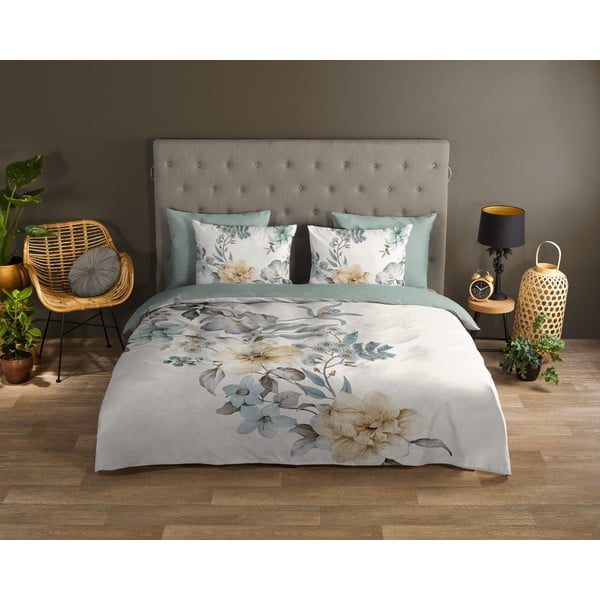 Zielono-kremowa bawełniana pościel jednoosobowa 140x220 cm Celina – Good Morning-image-1