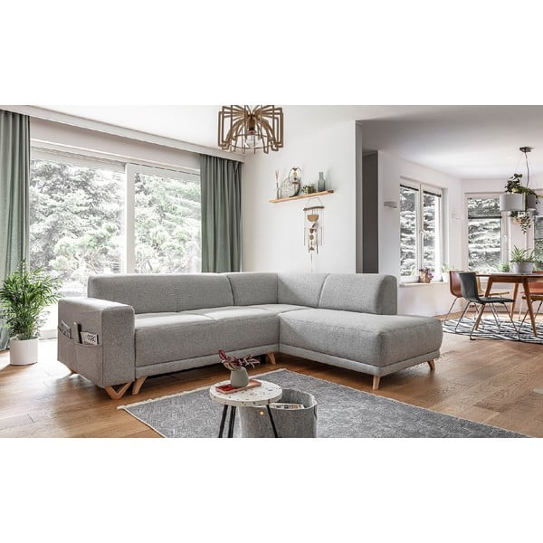 Jasnoszary rozkładany/ze schowkiem narożnik (prawostronny/w kształcie litery L) Classy Sophie – Miuform-image-3