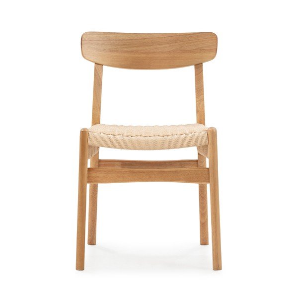 Krzesła zestaw 2 szt. z litego drewna kauczukowego w naturalnym kolorze Biel – MOME-image-3