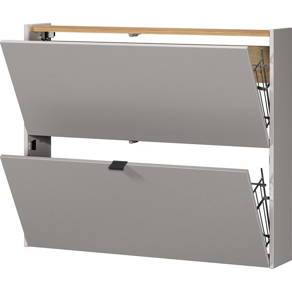 Kremowa uchylna/wisząca szafka na buty w dekorze dębu 100x83x18 cm Ameca – Germania-image-3