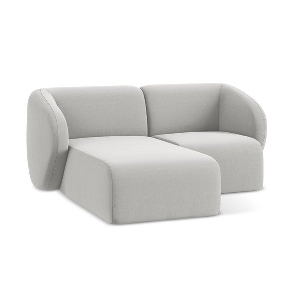 Jasnoszary aksamitny narożnik (lewostronny/z szezlongiem) Lani – Makamii-image-4