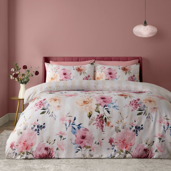 Kremowa pościel jednoosobowa 135x200 cm Floral Stripe – Catherine Lansfield-image-3
