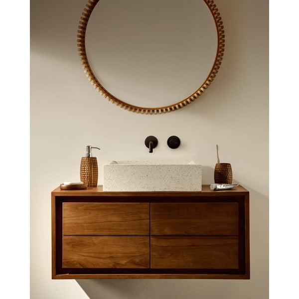 Brązowy drewniany kubek na szczoteczki do zębów Fraz – Kave Home-image-2