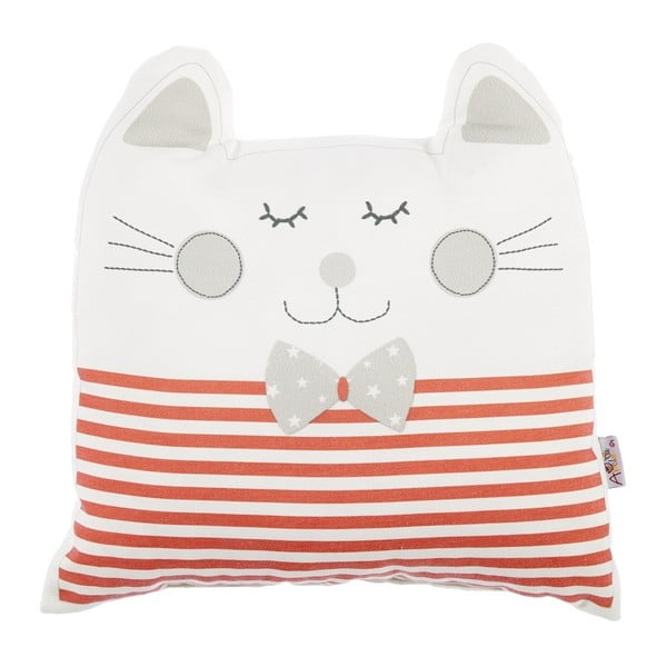 Czerwona poduszka dziecięca z domieszką bawełny Mike & Co. NEW YORK Pillow Toy Big Cat, 29x29 cm