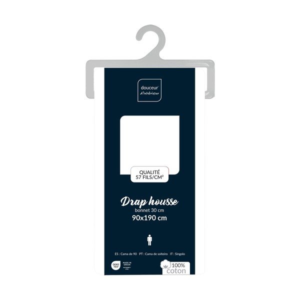 Białe bawełniane prześcieradło z gumką 90x190 cm Lina – douceur d'intérieur-image-4