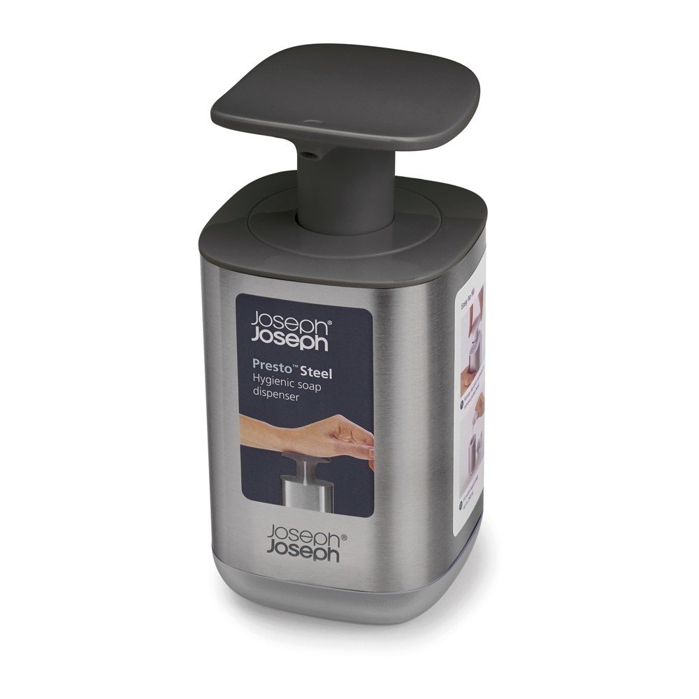 Dozownik do mydła ze stali nierdzewnej w kolorze srebra z połyskiem 250 ml Presto Steel – Joseph Joseph (zdjęcie 8)