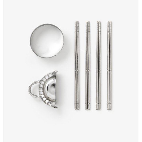 Beżowy zestaw pałeczek ze stali nierdzewnej dla 4 osób The Essentials - Dumpling Tools – Printworks-image-3