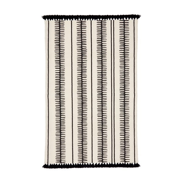 Beżowo-czarny ręcznie tkany bawełniany dywan Westwing Collection Rita, 50 x 80 cm