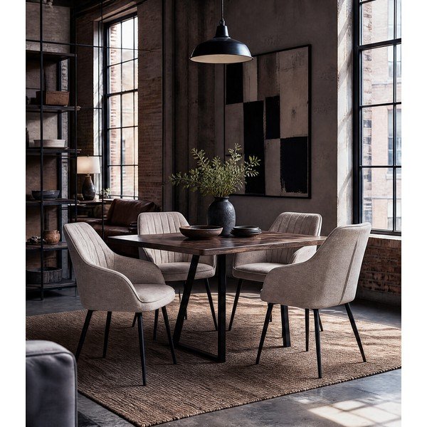 Beżowy tapicerowany fotel jadalniany z podłokietnikami Nolan – Unique Furniture-image-1