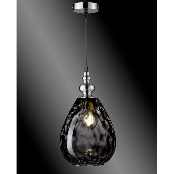 Czarna lampa wisząca ze szklanym kloszem Uller – Fischer & Honsel-image-1