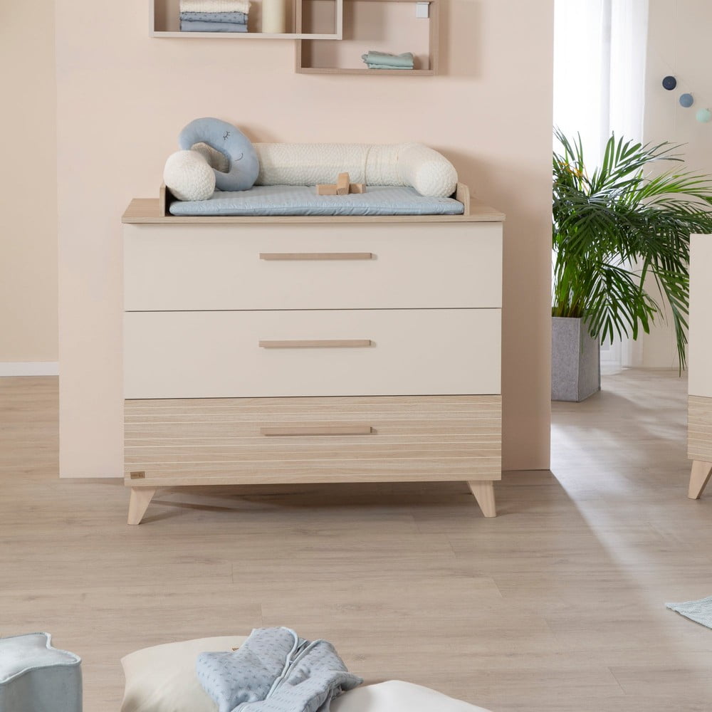 Kremowo-naturalna komoda dziecięca w dekorze dębu z przewijakiem 110x98x75 cm Sidney – Roba (zdjęcie 7)