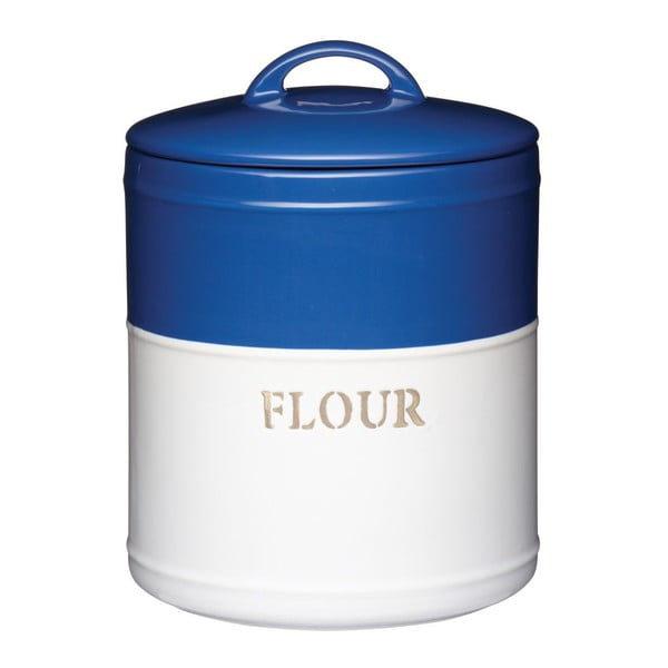 Niebiesko-biały pojemnik Flour