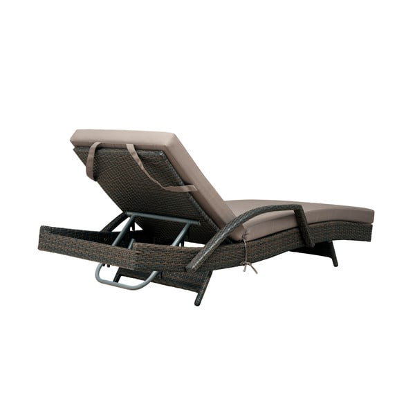 Brązowo-beżowy leżak ogrodowy ze sztucznego rattanu Redondo – Unique Furniture-image-4