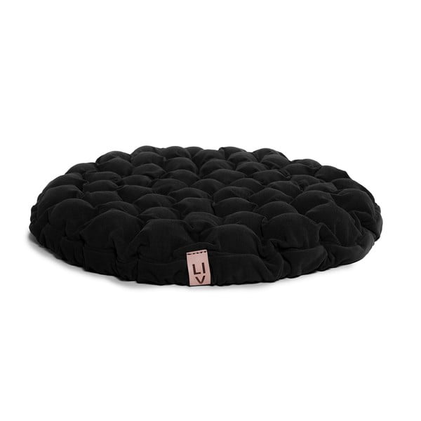 Czarna poduszka do siedzenia wypełniona piłeczkami do masażu Linda Vrňáková Bloom, Ø 75 cm